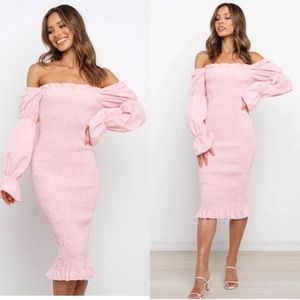 SNDYS Courtney Pink Gingham Smocked Midi Dress Revolve Petal & Pup Size 6